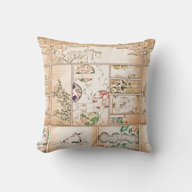 Japanese Tapestry Asian Collage tsuzure nishiki Cushion (Front)