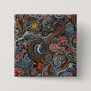 Japanese tattoo art 15 cm square badge
