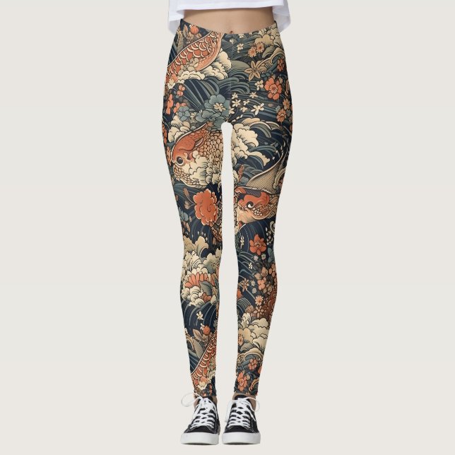 Japanese Tattoo Art Sea Monsters Leggings (Front)