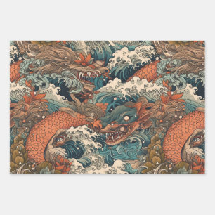 Japanese Tattoo Art Wrapping Paper Sheet