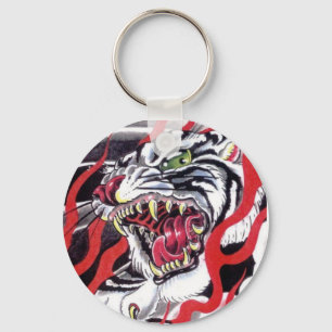 Japanese Tattoo Design- White Tiger Key Ring