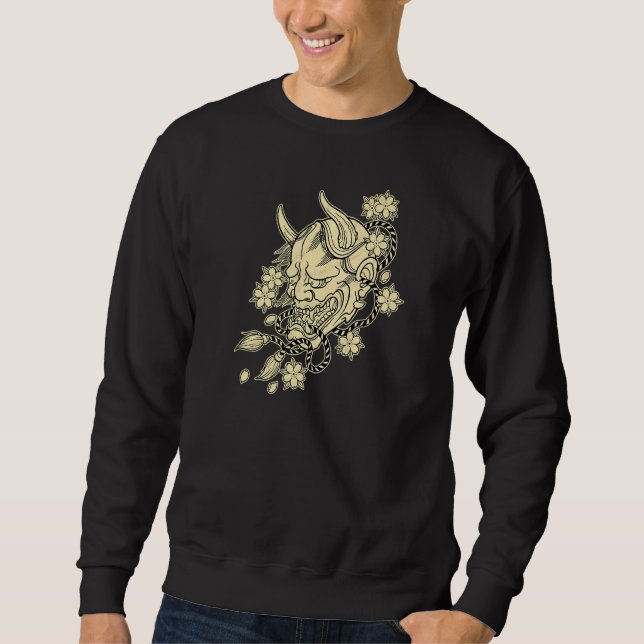 Japanese Tattoo Hannya Devil Mask With Cherry Blos Sweatshirt (Front)