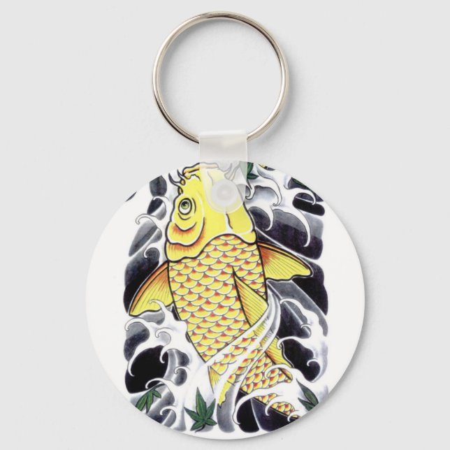 Japanese Tattoo Koi Fish Design Key Ring (Front)