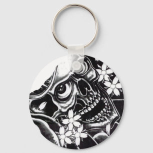 Japanese tattoo skull key ring