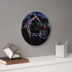 Japanese Tea Ceremony Painting by Alfred Fox Large Clock