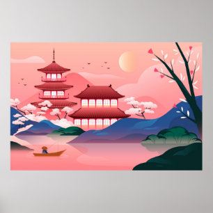 Japanese Temple Poster
