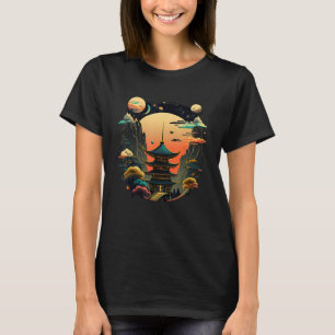 Japanese Temple Tokyo Asian Inspired Retro Japan 9 T-Shirt