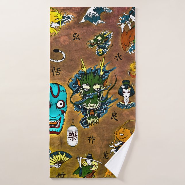 Japanese Theme Bath Towel (Bath Towel)