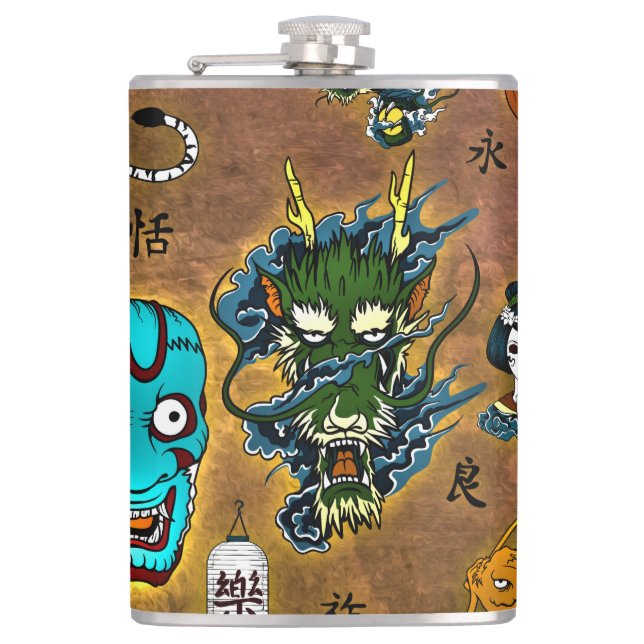 Japanese Theme Hip Flask (Front)
