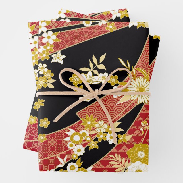 Japanese Theme Pattern Wrapping Paper Sheet (In situ)