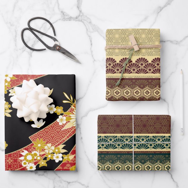 Japanese Theme Pattern Wrapping Paper Sheet (Front)