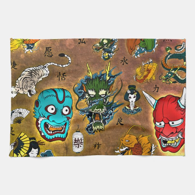 Japanese Theme Tea Towel (Horizontal)