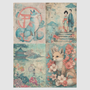 Japanese Themed Collage Decoupage Crafting Tissue Paper