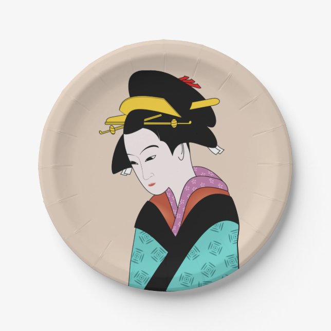 Japanese themed dinner party with Geisha Paper Plate (Front)