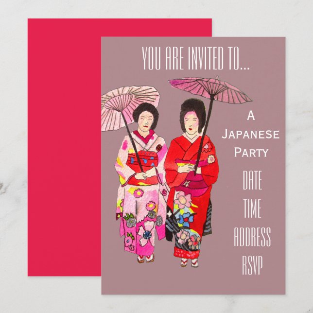Japanese themed Geisha Japan party Invitation (Front/Back)