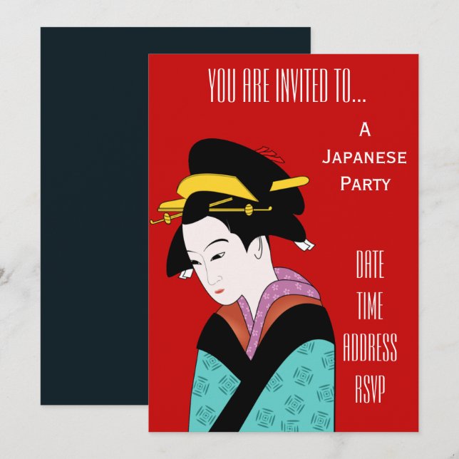 Japanese themed Geisha Japan party Invitation (Front/Back)