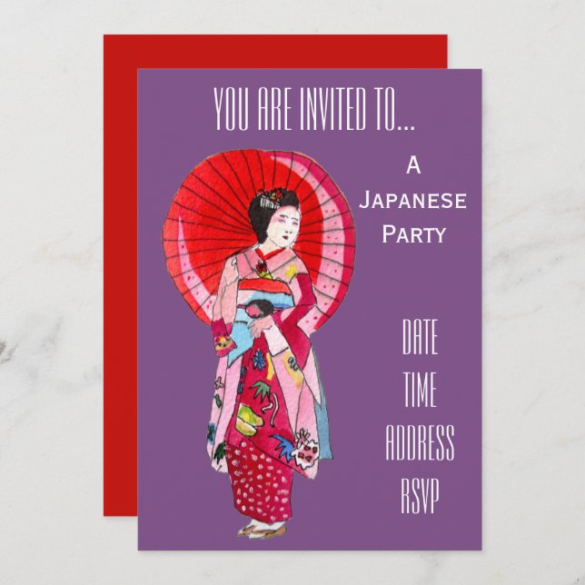 Japanese themed Japan party Invitation (Front/Back)