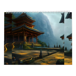 japanese themed paintings calendar
