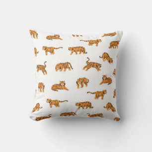 Japanese tiger animal doodle seamless vintage hand cushion