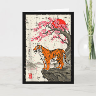 Japanese Tiger Cherry Blossoms Sakura Art Women Me Card