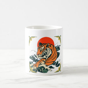 Japanese Tiger Mug   Ukiyo-e inspired Samurai Art