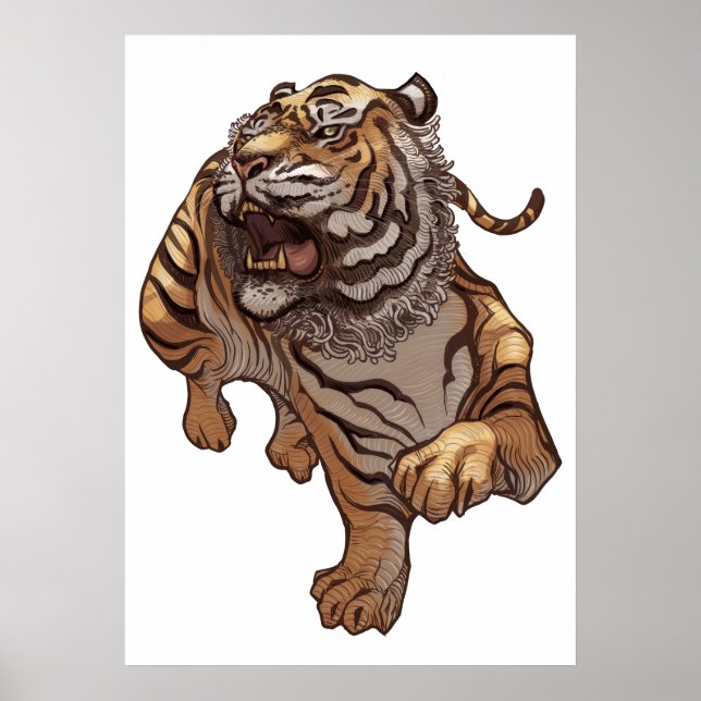 Japanese tiger roaring poster (Front)