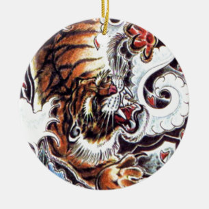 Japanese Tiger Tattoo Ceramic Ornament