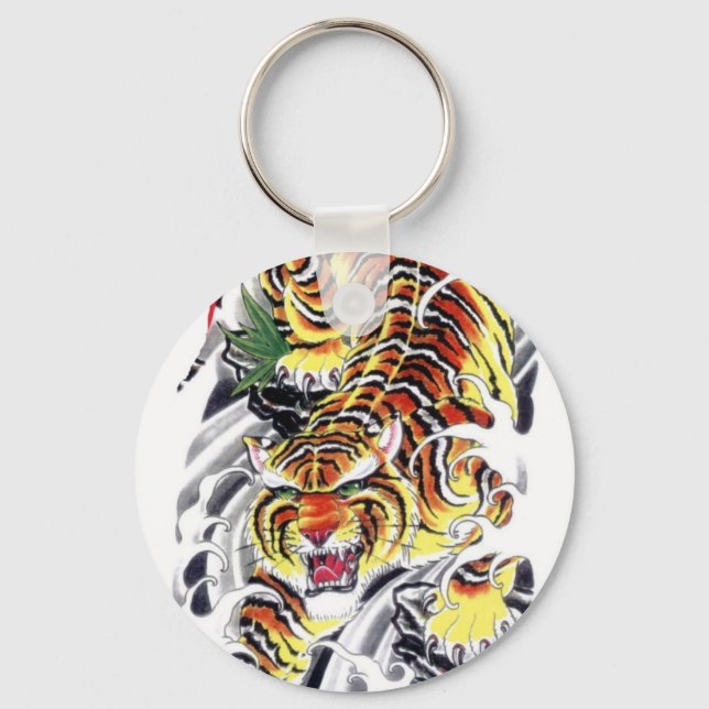 Japanese Tiger Tattoo Design Key Ring (Front)