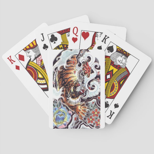 Japanese Tiger Tattoo Playing Cards (Back)