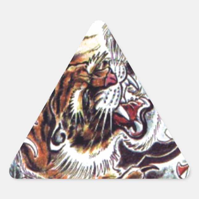 Japanese Tiger Tattoo Triangle Sticker (Front)