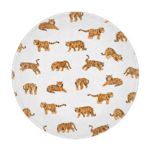 Japanese Tiger: Vintage Doodle Seamless Cutting Board