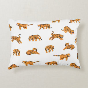 Japanese Tiger: Vintage Doodle Seamless Decorative Cushion