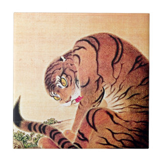 Japanese Tiger Woodblock Vintage Art Ukiyo-E Ceramic Tile