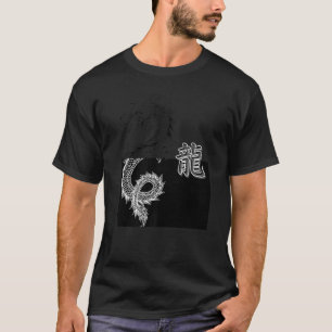 Japanese Tokyo dragon Asian Aesthetic Black & Whit T-Shirt