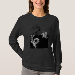 Japanese Tokyo dragon Asian Aesthetic Black & Whit T-Shirt