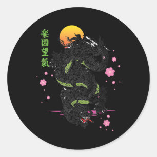 Japanese Tokyo Dragon Asian Kanji Sakura Tattoo Ae Classic Round Sticker