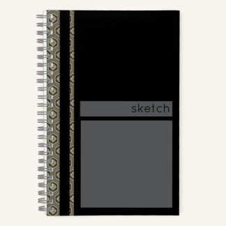 Japanese Tortoise Pattern Black and Gold Notebook