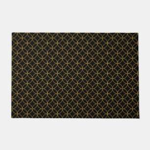 Japanese Traditional Design1 -SHIPPO- Black&Gold Doormat