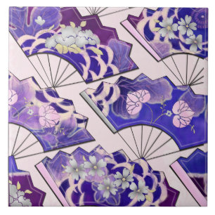 Japanese Traditional Fans Ceramic Tile