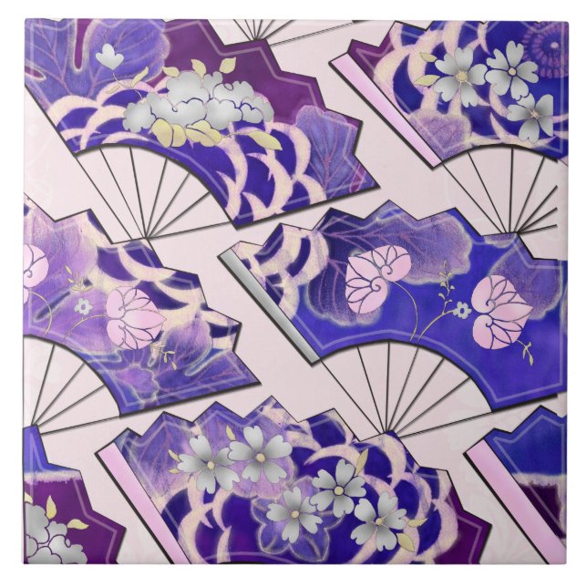 Japanese Traditional Fans Ceramic Tile (Front)