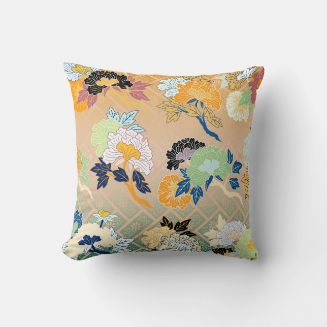 Japanese Traditional Floral Pattern Cushion (Front)