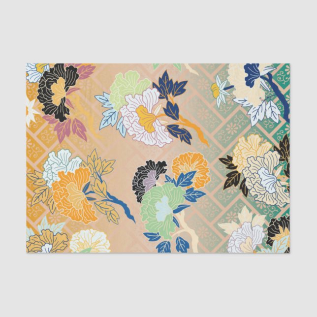 Japanese Traditional Floral Pattern Tissue Paper (Front)