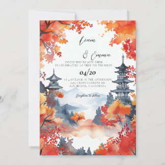  Japanese Traditional Kyoto Landscape Wedding Invitation