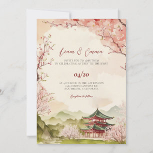 Japanese Traditional Landscape Wedding Invitation