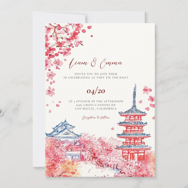  Japanese Traditional Landscape Wedding Invitation (Front)