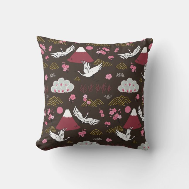 Japanese traditional seamless doodle pattern with  cushion (Front)