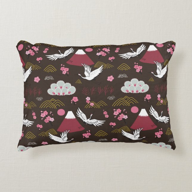 Japanese traditional seamless doodle pattern with  decorative cushion (Front)
