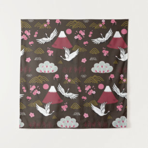 Japanese traditional seamless doodle pattern with tapestry