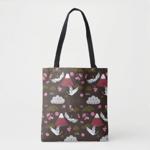 Japanese traditional seamless doodle pattern with  tote bag