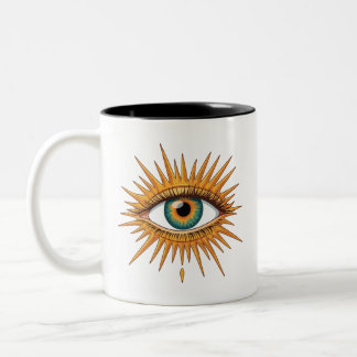 Japanese Traditional Tigers in Tropical Botanicals Two-Tone Coffee Mug